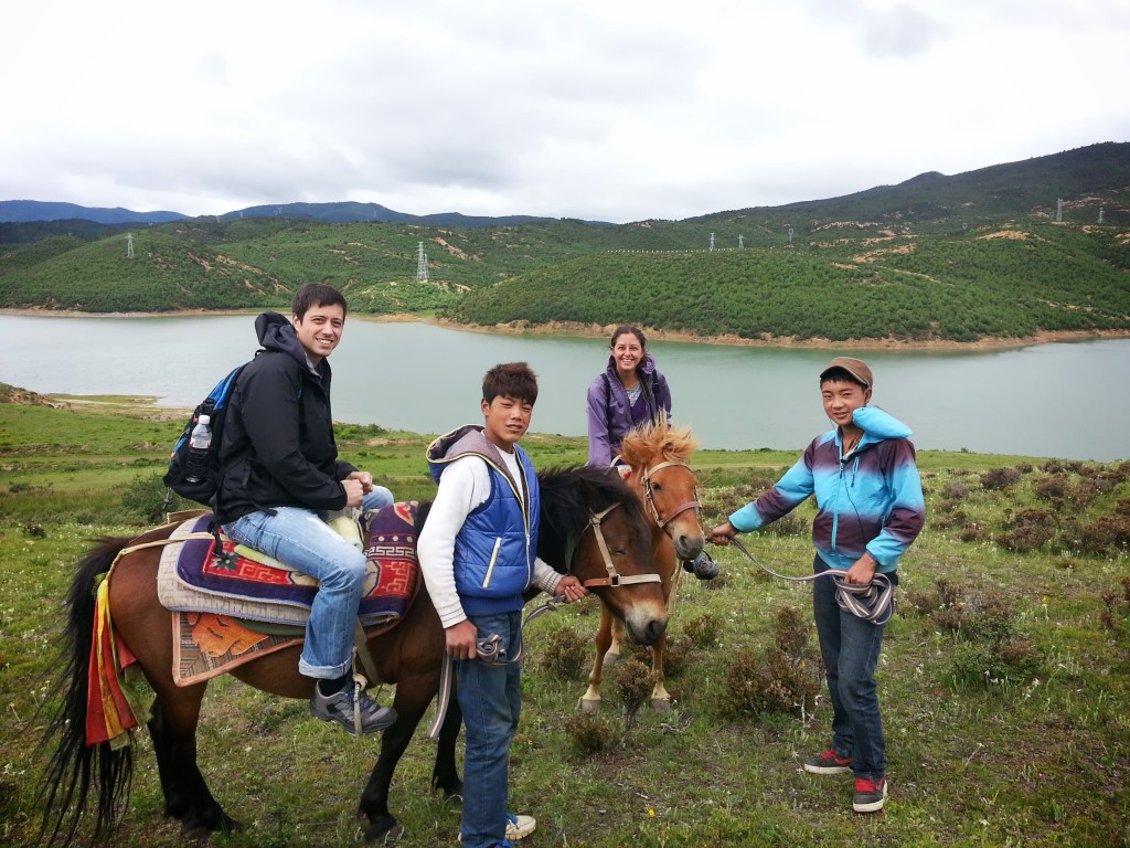 Clients on a horseback riding tour